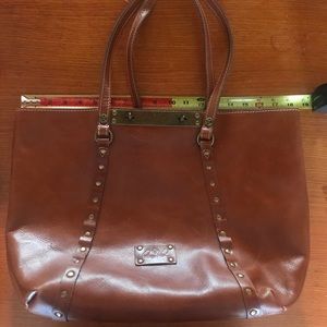 Leather brown large tote